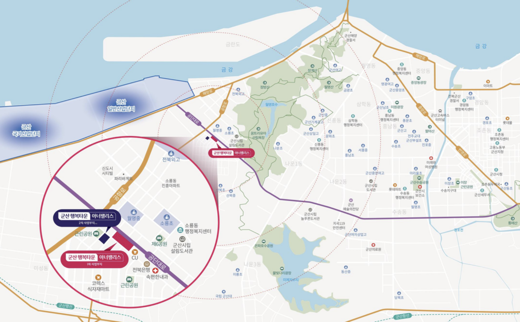 군산 행복타운 10년임대 현장위치